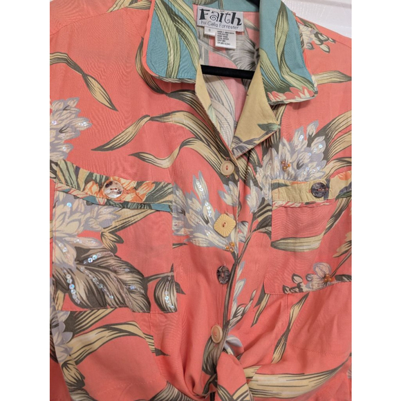 Vintage Sequined Faith by Celia Forrester Hawaiian shirt skirt tropical set Sz S - Picture 3 of 11